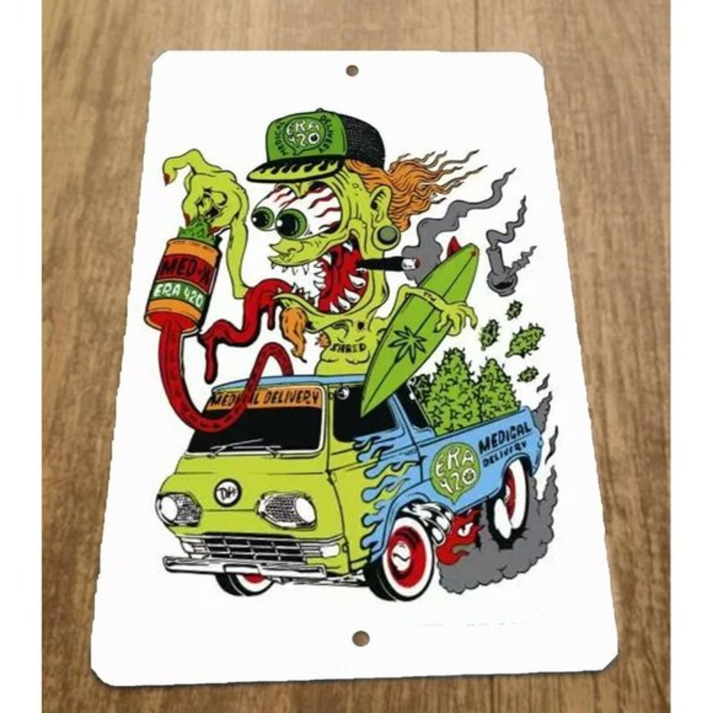 Medical Delivery Monster Art Budz Mary Jane 8x12 Metal Wall Sign